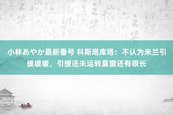 小林あやか最新番号 科斯塔库塔：不认为米兰引援缓缓，引援还未运转夏窗还有很长