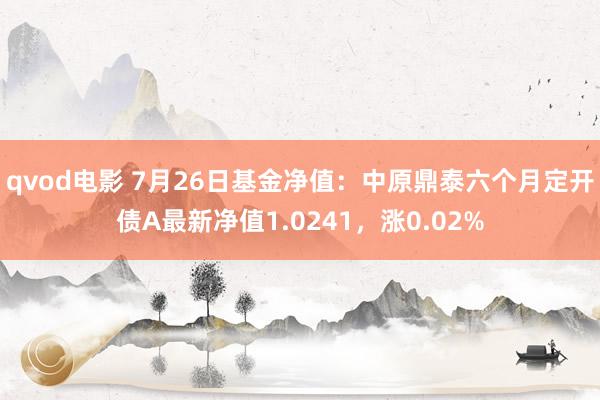 qvod电影 7月26日基金净值：中原鼎泰六个月定开债A最新净值1.0241，涨0.02%