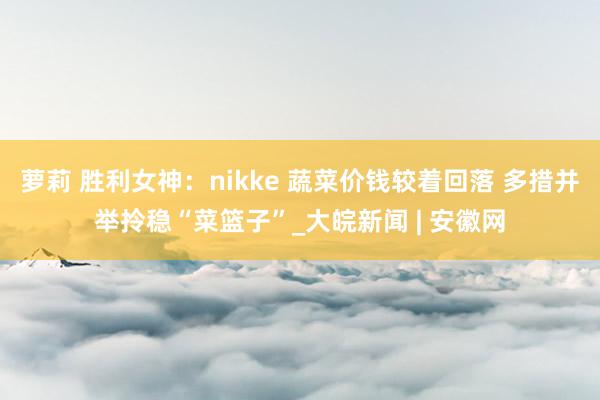 萝莉 胜利女神：nikke 蔬菜价钱较着回落 多措并举拎稳“菜篮子”_大皖新闻 | 安徽网