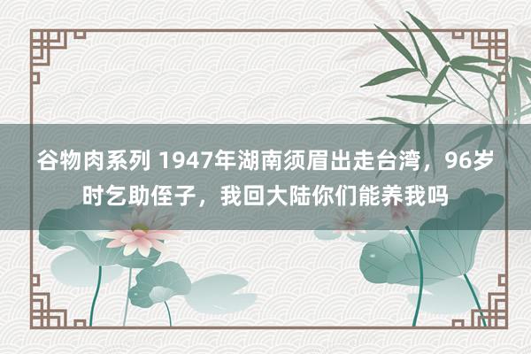 谷物肉系列 1947年湖南须眉出走台湾，96岁时乞助侄子，我回大陆你们能养我吗