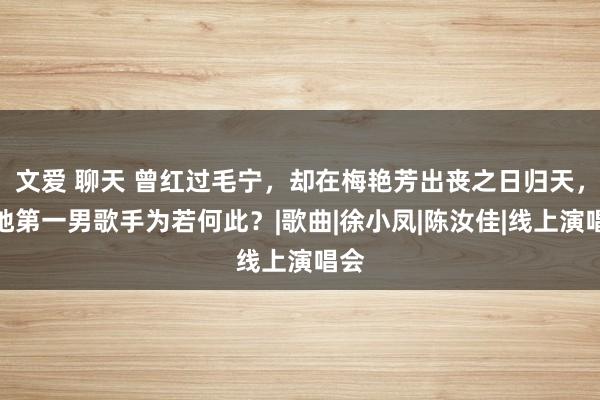 文爱 聊天 曾红过毛宁，却在梅艳芳出丧之日归天，内地第一男歌手为若何此？|歌曲|徐小凤|陈汝佳|线上演唱会